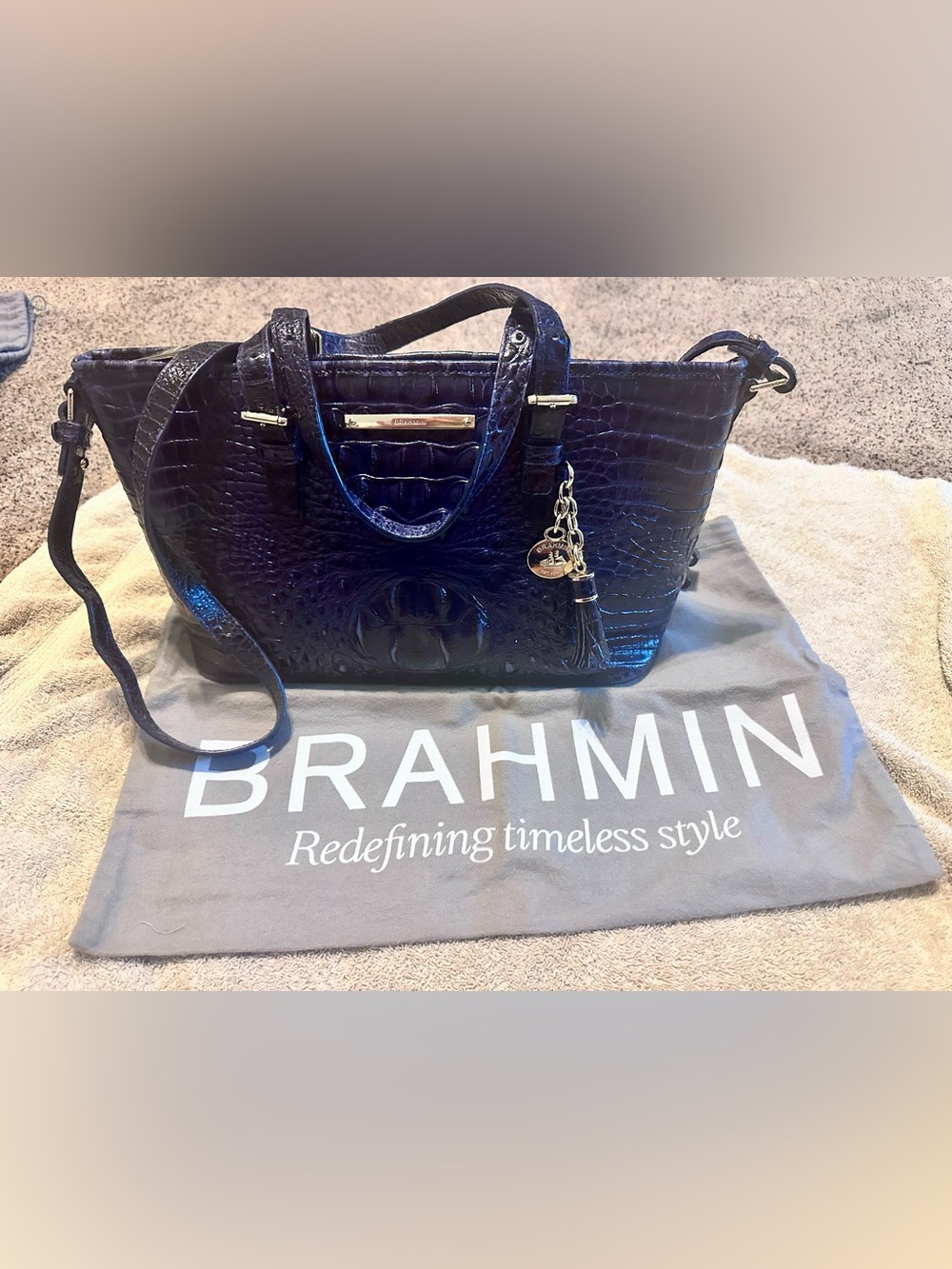 Brahmin mini Asher Melbourne Satchel dark BLUE